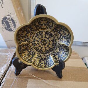 BRASS TURKISH-STYLE BOWL VTG HIGH QUALITY DECORATIVE ORNATE GUC SEE PICS BIN B